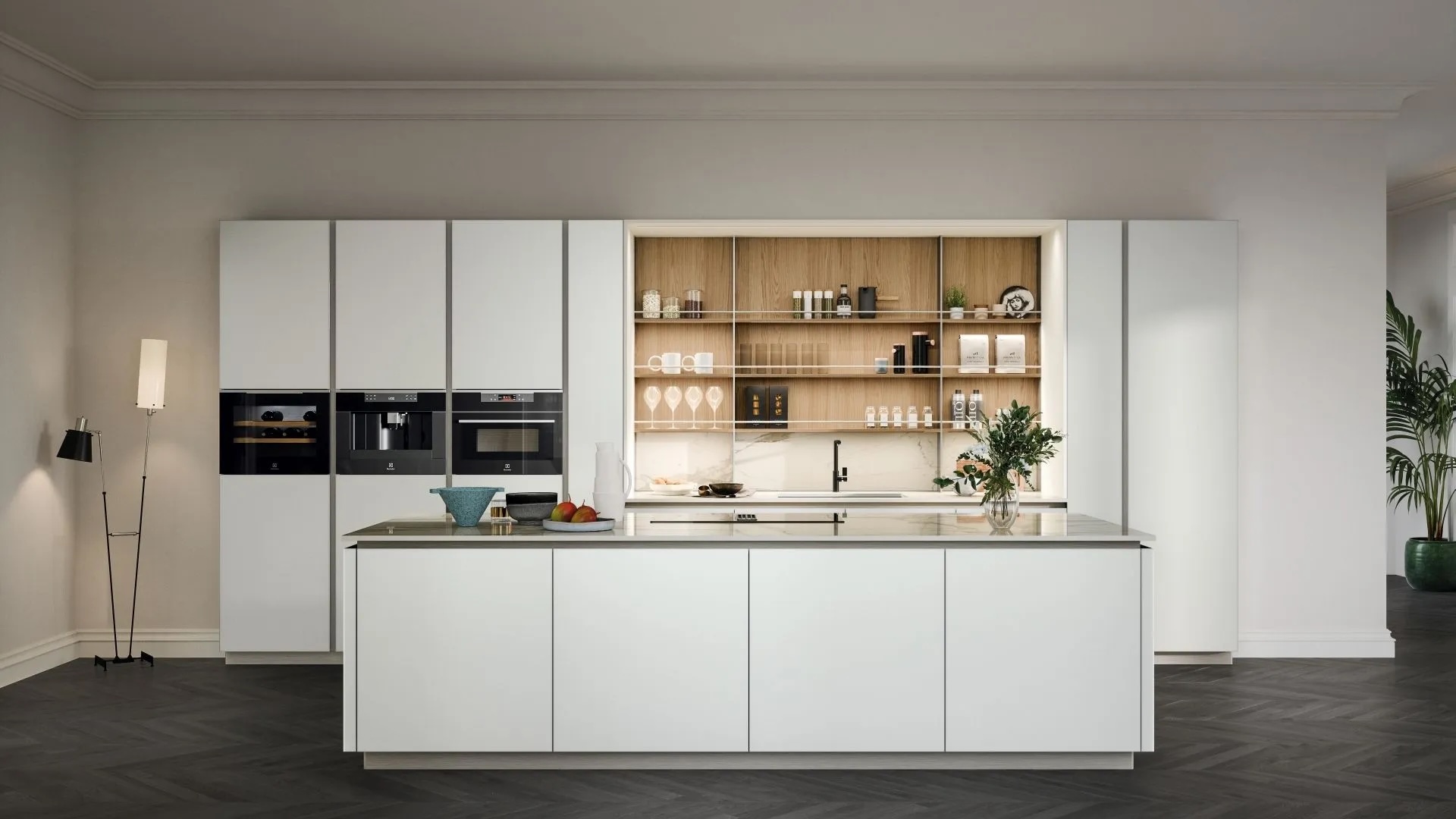 Cucina moderna con top in pietra e ante laccate - estetica e funzionalità mobili da cucina`